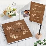 Creawoo Wooden Wedding Guest Book Set with Table Sign & Pen Holder view 8