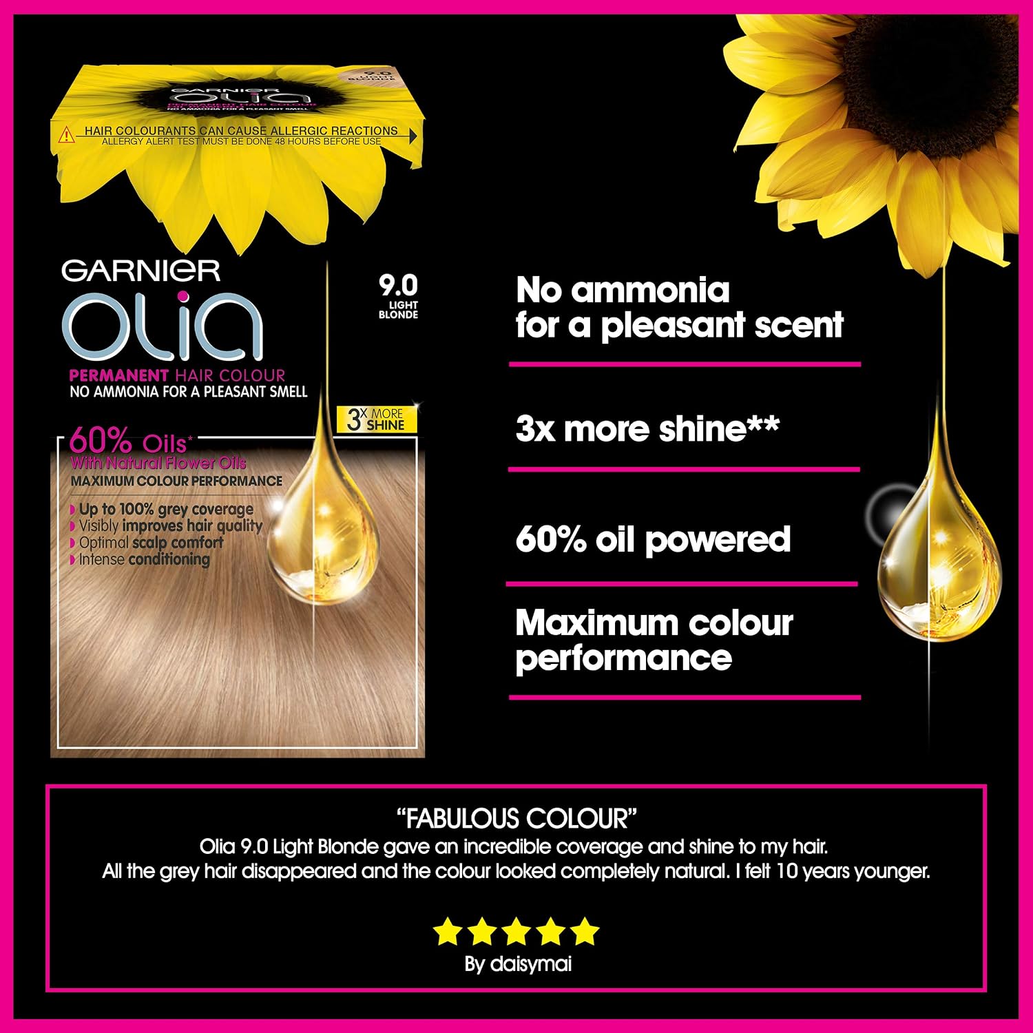 Garnier Olia 9.0 Light Blonde No Ammonia Permanent Hair Dye - Image 4