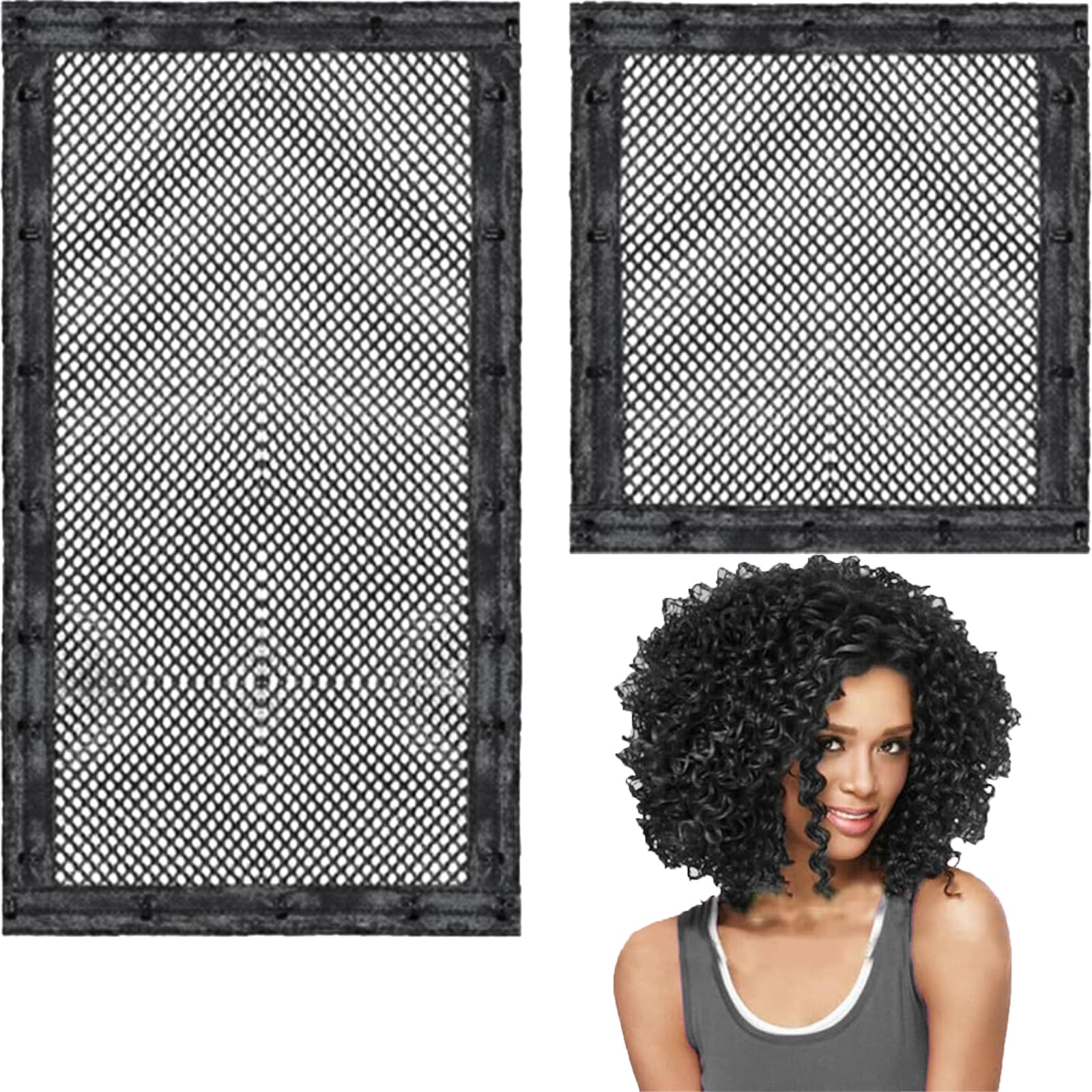 2Pcs Length N Lock Hair Stretcher, Curly Hair Net Stretcher Mesh Wrap to Prevent Shrinkage, Large Small