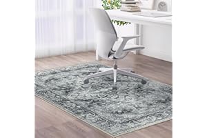 VSIWB Office Chair Mat for Hard Floors & Tile Floor, 48’’ X 60’’ Anti Slip Desk Mat for Hardwood Floor, Computer Gaming, Low Pile Carpet Floor Mat, Grey