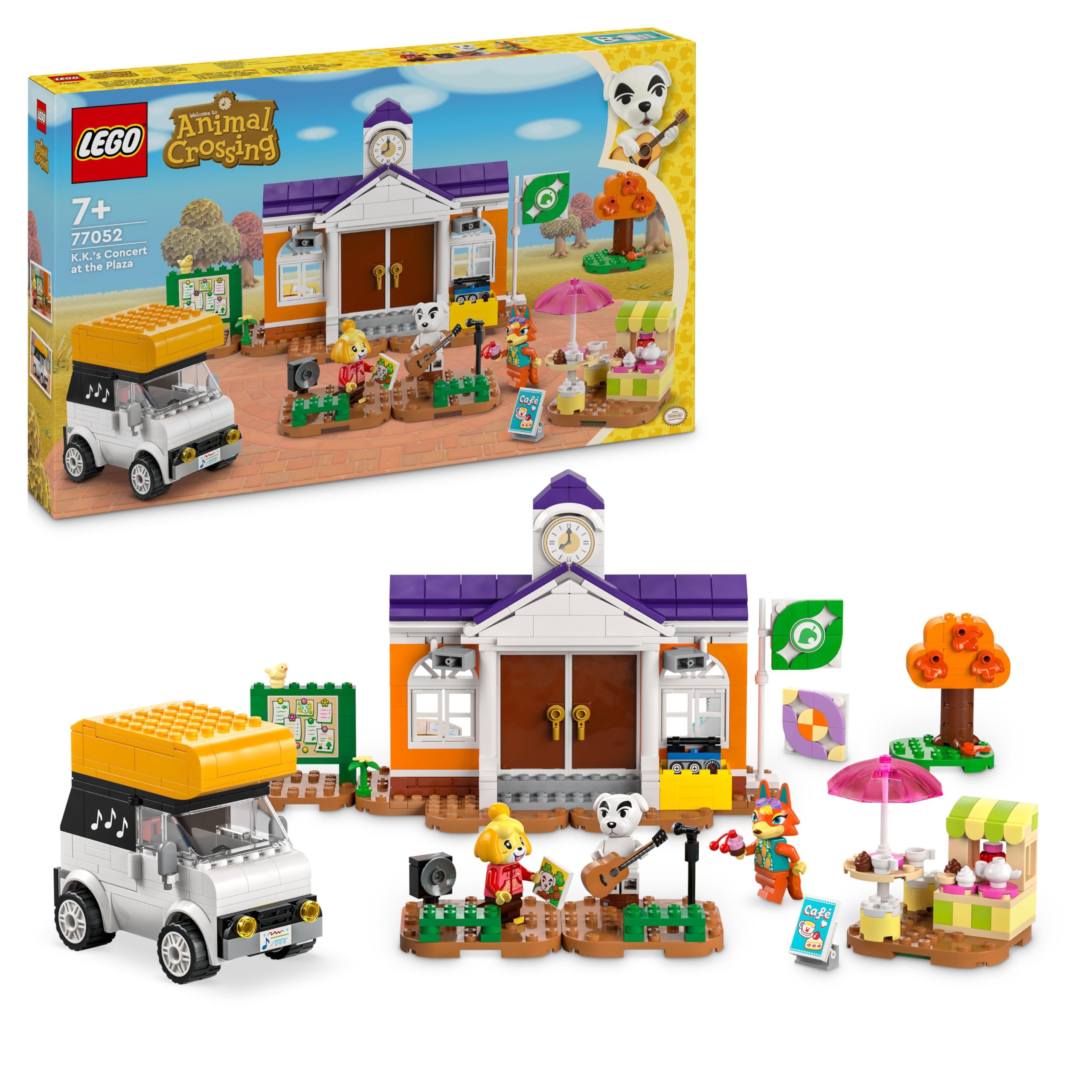 LEGO Animal Crossing K.K. spielt auf dem Festplatz, Bauspielzeug mit Café und Auto aus den Videospielen, Spielset für Mädchen und Jungen ab 7 Jahren, Geschenk für Kinder 77052