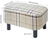 YMYNY 42cm Footstool Rectangle Ottoman with Wooden Legs Linen Fabric view 3