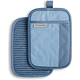 KitchenAid Beacon Two-Tone Non-Slip Pot Holder Set, Blue Velvet/Blue Heaven, 7"x10", 2 Piece