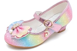 Walofou Flower Girls Wedding Party Heel Princess Shoes Flats for Kid Toddler