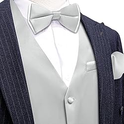 Barry.Wang Mens Silver Grey Formal Suit Vest V-neck