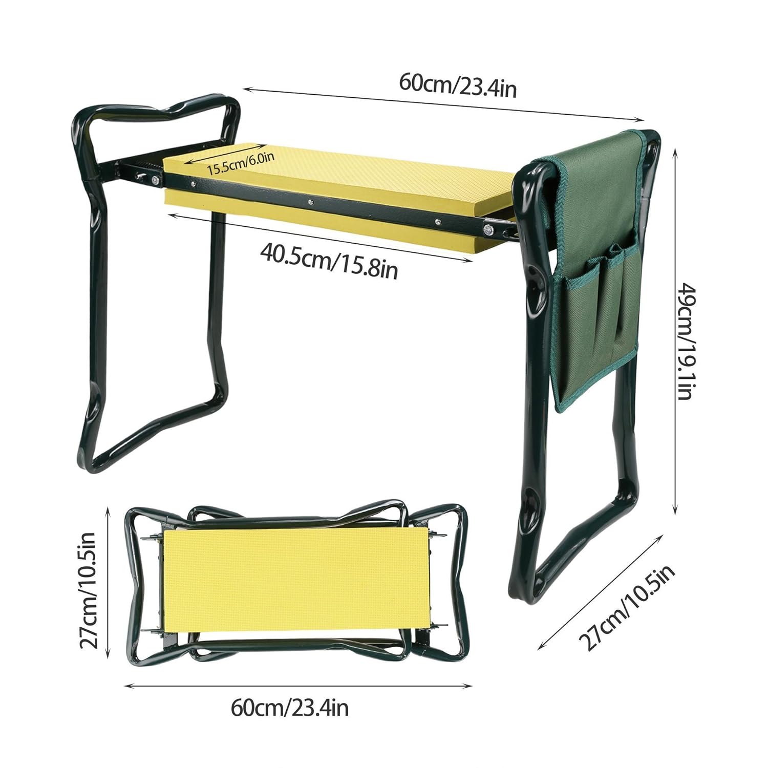 Garten Kniebank Klappbar Gartenbank Mit 2 Werkzeugtasche Und Sitzhilfe Mit Eva Schaumkissen 59 X 48 X 27 Cm Knie Sidra Hospital