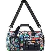 WZLVO Duffle Bag for Boys with Shoe Compartment - Dinosaur Print Sports Bag for Kids, Lightweight Travel Gym Overnight Weekender Bag (18x9x10 Inches)