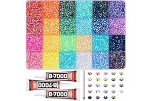 WORTHOFBEST 32000Pcs 3mm Rainbow Jelly Rhinestones Gems for Bedazzling Crafting, Colorful Bedazzled Resin Gemstone Flatback Jewel, SS10 Multi Colored Bedazzler Kit with B7000 Glue for Book Clothes Crafts Clothing