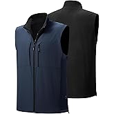 FREE SOLDIER Mens Winter Vest Outerwear Warm Fleece Lined Windproof Reversible Softshell Sleeveless Jacket for Work Hiking
