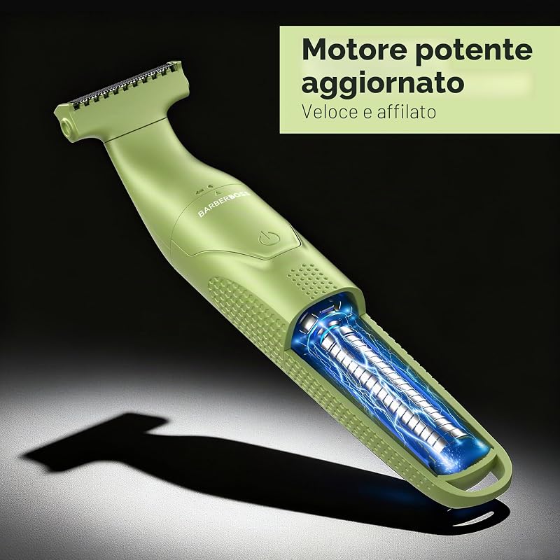 Set per la toelettatura dei dettagli, 3 in 1, per uomo, barba, parrucchiere, body groomer, trimmer naso e orecchie, rasoio senza fili con ricarica USB (Verde)