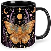 Yrebyou Moth Coffee Mug Novelty Ceramic Coffee Cup 11oz with Handle Gifts for Women and Men Microwave Safe for Home or Office