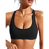 CRZ YOGA Womens Racerback Bikini Tops Scoop Neck Bathing Suit Swimsuit Padded Swim Sport Bra
