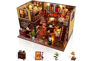 Foyucool DIY Miniature House Kits, Tiny House Kit, Doll House Kits for Adults to Building, Unique Gift for Birthday Christmas Day, Retro Loft