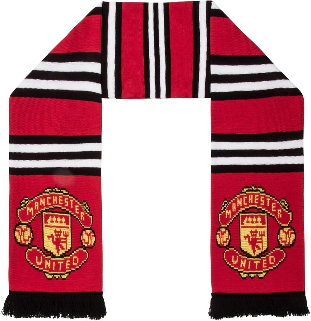 Manchester United FC Official Stripe Bar Scarf Jacquard Knit 132 cm