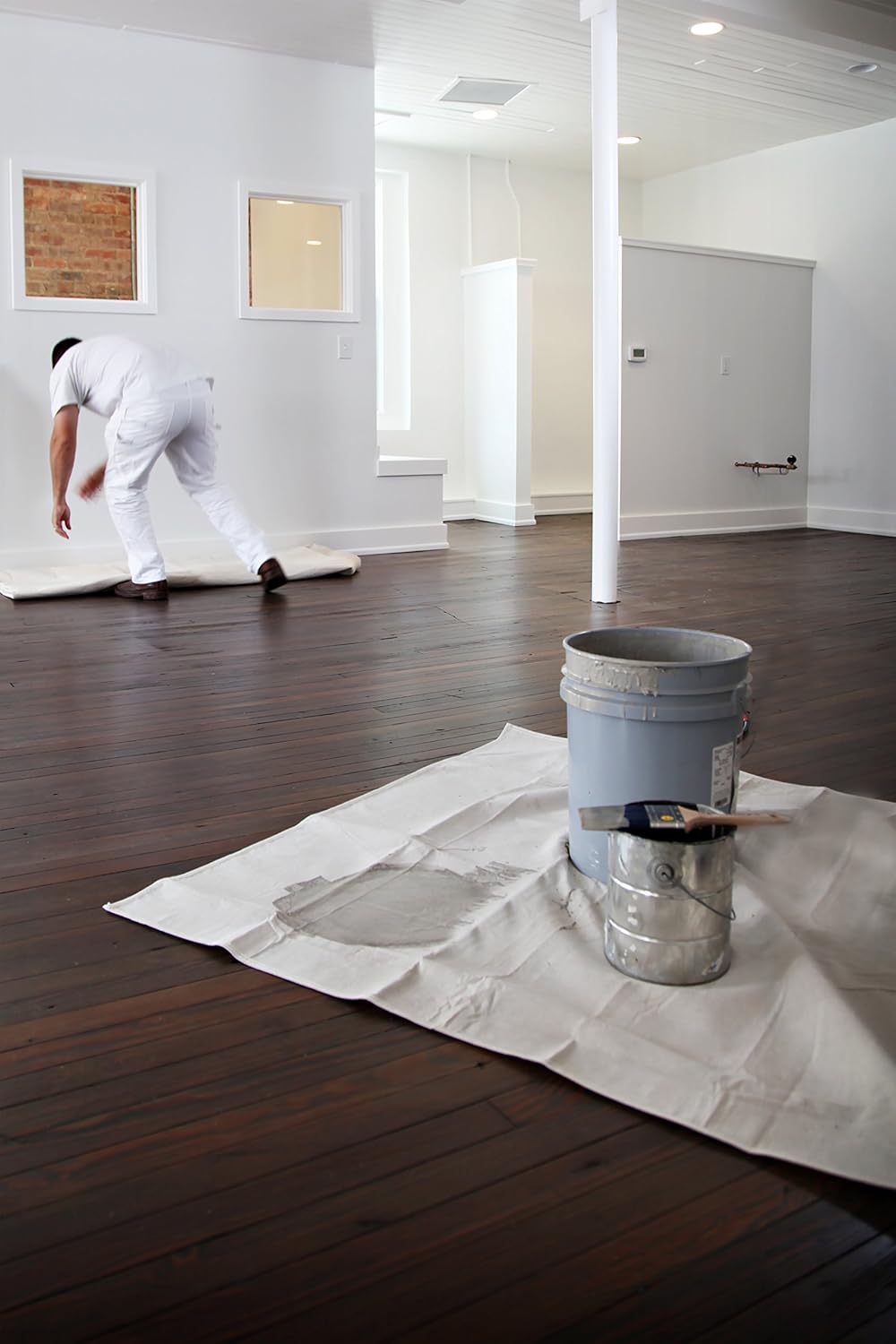 Trimaco 04324 Slip Resistant Dropcloth Stay Put Canvas Plus Drop Cloth, x 4-feet, Tan - - 