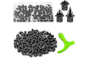 FATLBSEV 96PCS Alloy Steel Track Spikes, 32pcs 1/8in + 32pcs 3/16in + 32pcs 1/4in Track and Cross Country Spikes Golf Shoe Spike with Spike Wrench, Replacement for Sprint Sports Short Running