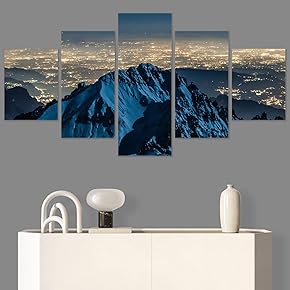 SIGNWIN 5 Panel Canvas Wall Art Snowy Tops...