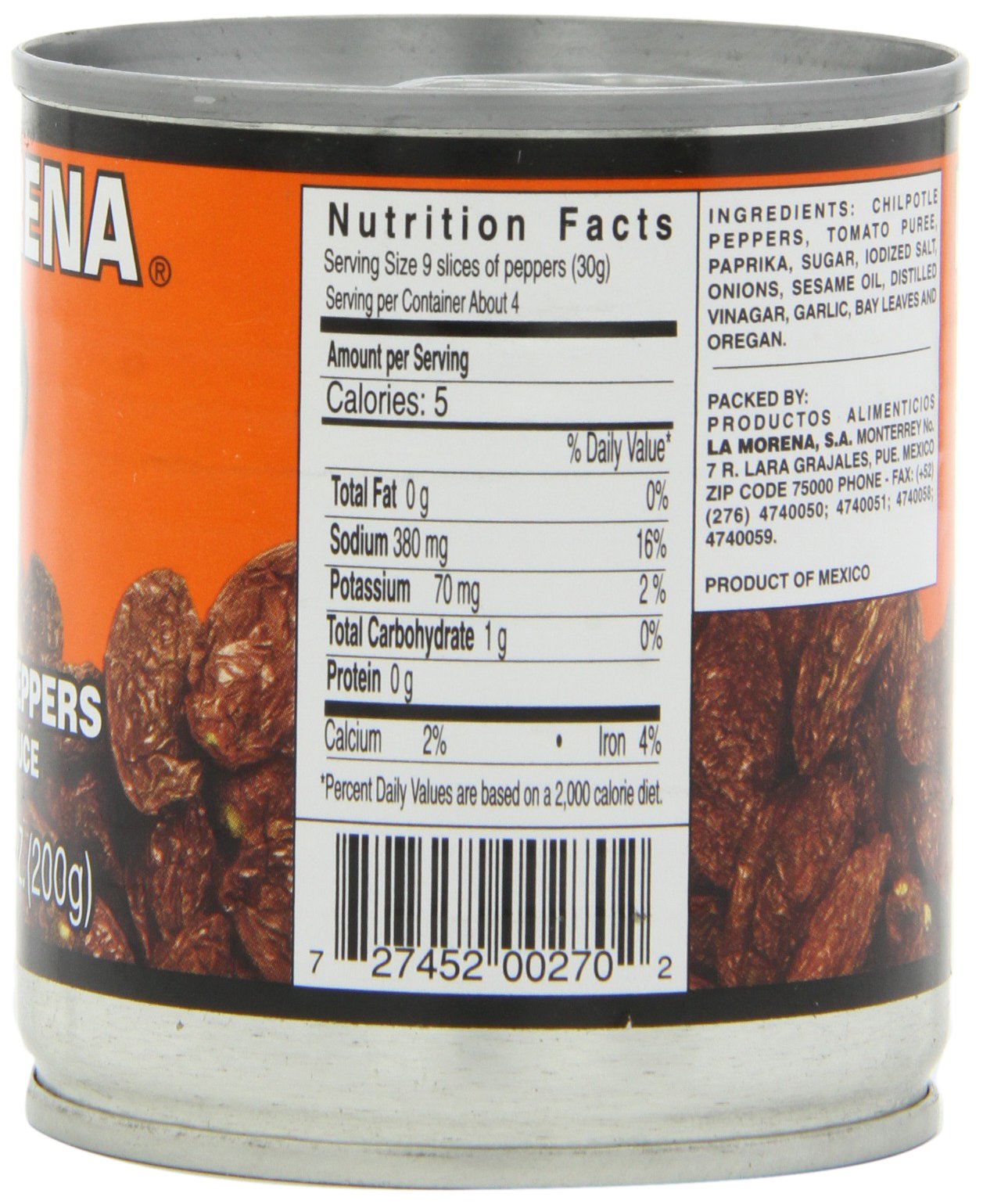 La Morena Chipotle Peppers in Adobo Sauce, 7Ounce Tins (Pack of 6