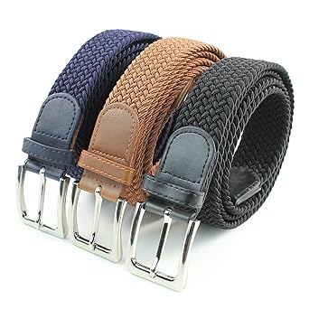 Komfortabel Elastische Geflochtener Stretch Gürtel - Stretchbelt - Stoffgürtel - Flecht mit pu Leder für Damen und Herren