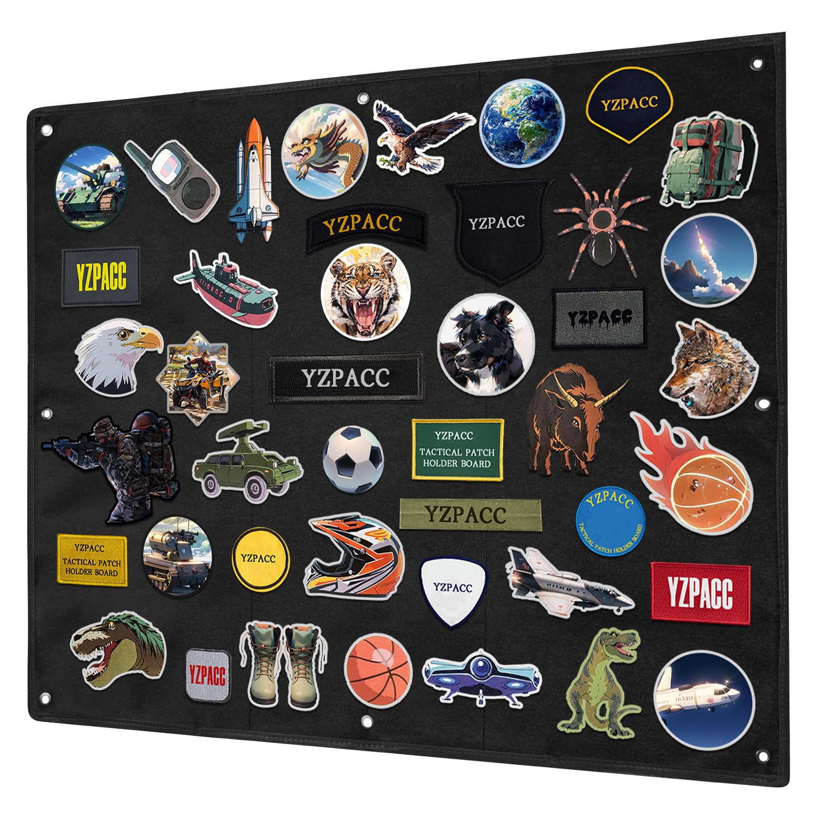 Yzpacc Tactical Patch Display Board, Loop-Surface Foldable Combat Morale Military Patch Hang Holder Panel for Military Army