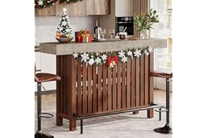 Tribesigns 63-Inch Large Home Bar Unit, 2-Tier Kitchen Island Mini Bar Height Pub Table with Footrest, Modern Coffee Bar Cabinet for Dining Room, Bistro, Living Room