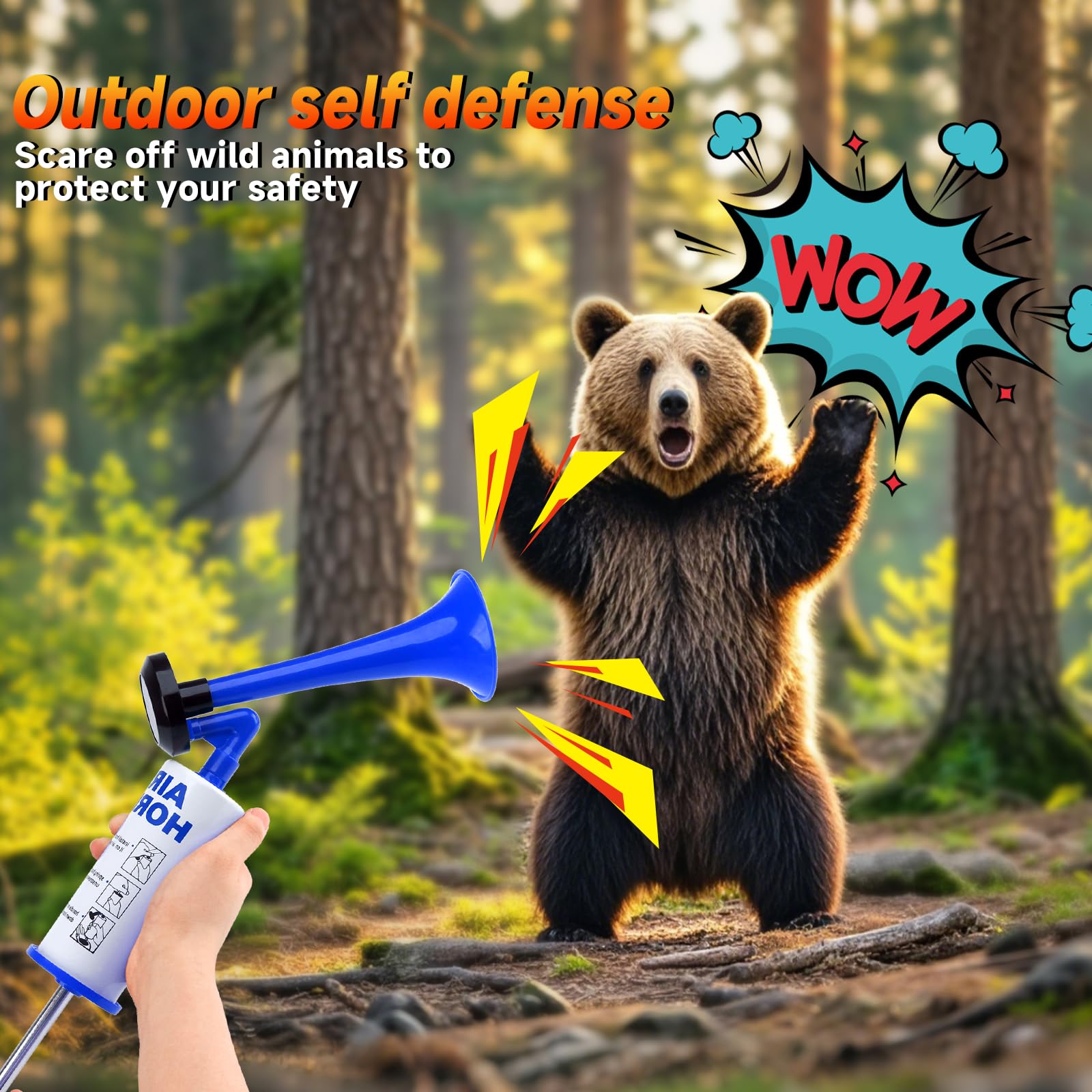 Air Horn for Safety, Loud HandHeld Air Horn for Boats Events Camping Reusable, Sports Pump Horn Loud Noise Maker for Boating Sports Events Birthday Party BANHAO
