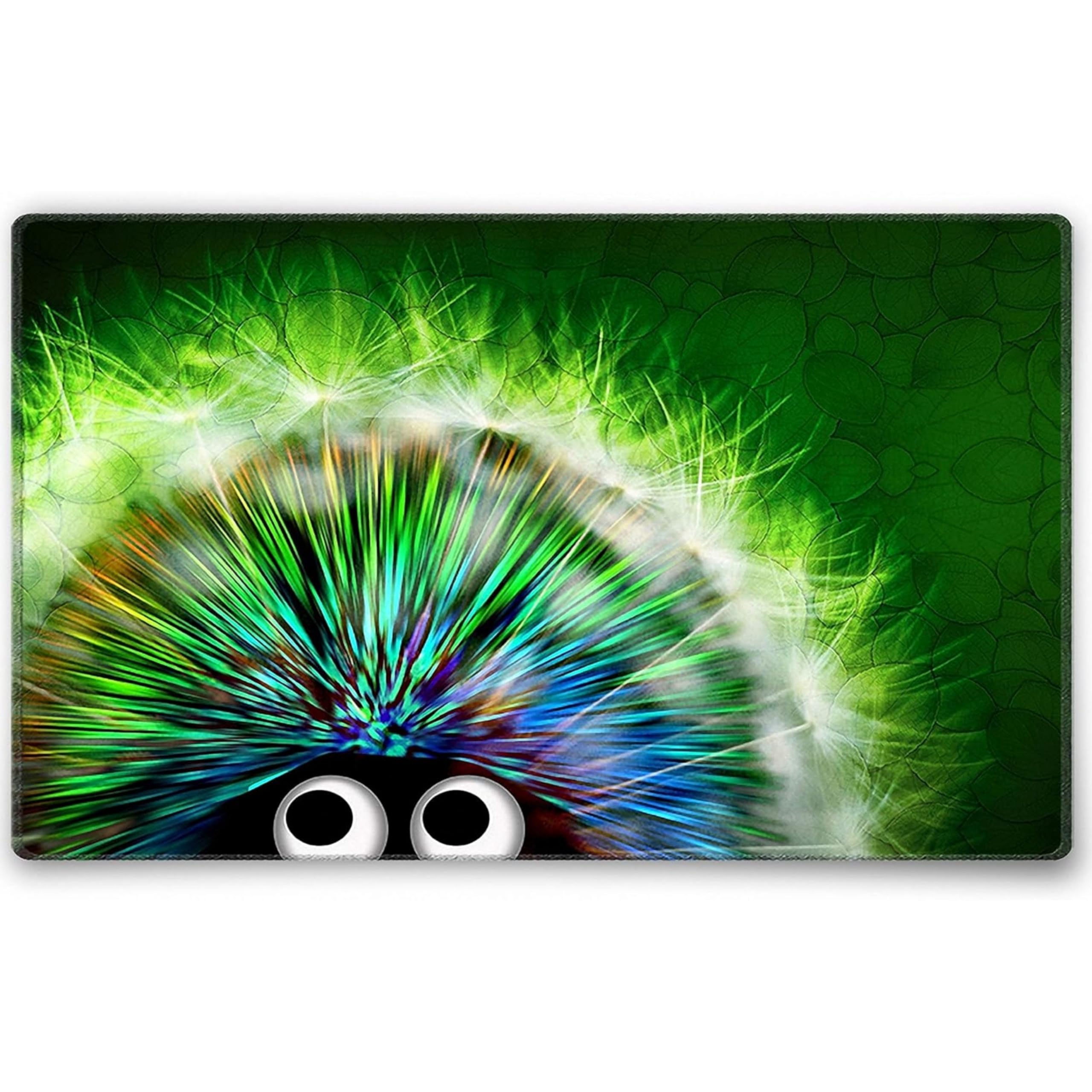 Silent Monsters Mouse Mat Small 10 x 8 inches / 24 x 20 cm, Green Hedgehog, Stitched Edges, washable & rollable Mouse Pad, Gaming Home Office Mousemat, Mousepad non-slip & quiet, Desk Mat