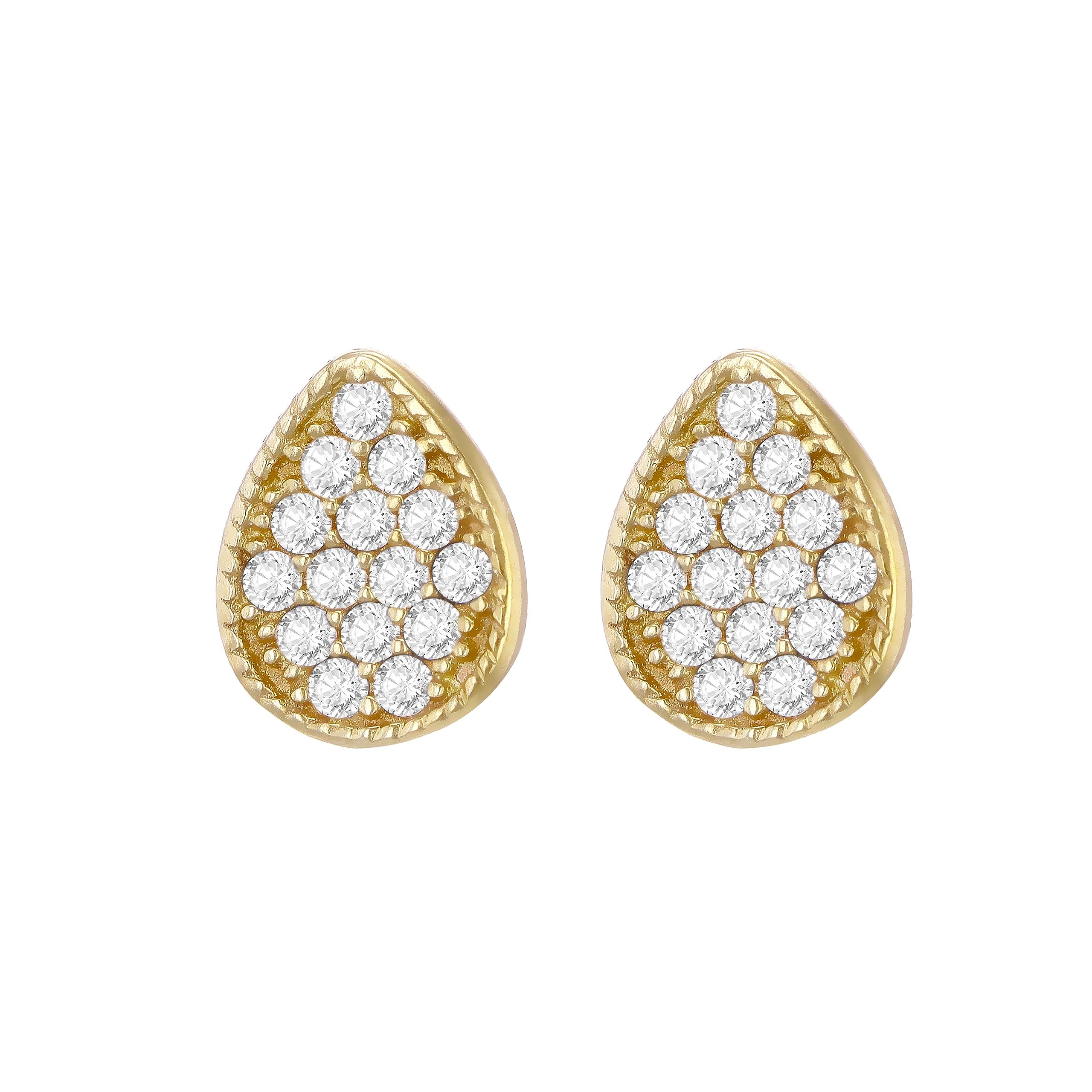 CARISSIMA Women's 9 ct Yellow Gold Cubic Zirconia 6 x 8 mm Pear Shaped Stud Earrings