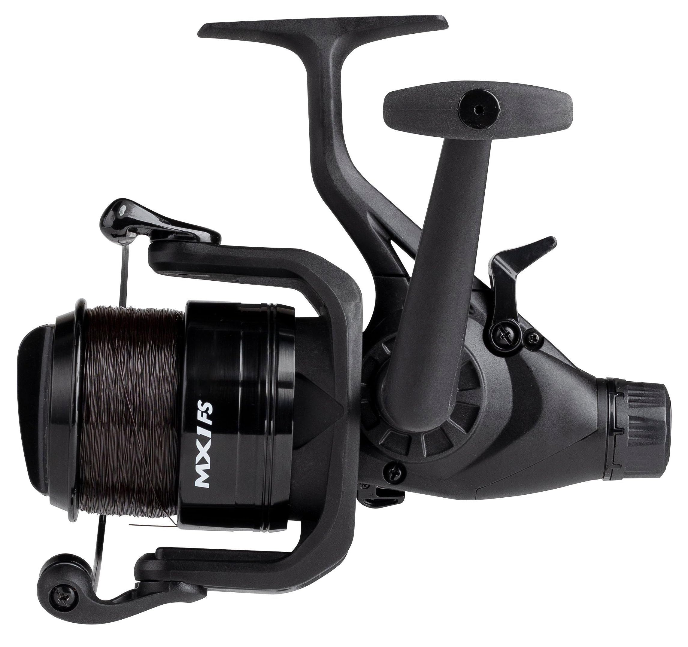 Mitchell MX1 FS 6500 Allround Fishing Reel with Line - Spinning Free Spool Freshwater Carp Fishing Reels and Deadbait Pike & Zander Anglers - Robust and lightweight Black Aluminium - 2+1 Bearings