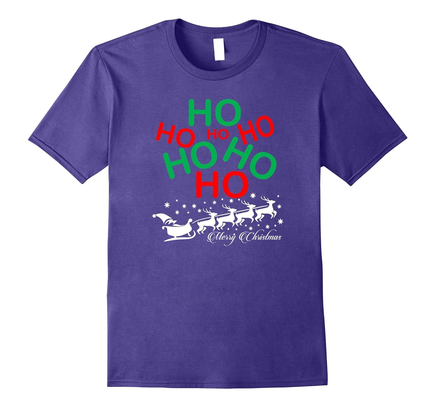 HO HO HO-SANTA-SLEIGH-SNOWFLAKES-MERRY CHRISTMAS T Shirt-ANZ