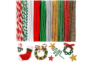 IOOLEEM 180pcs in 10 Christmas Colors, Pipe Cleaners,Christmas Pipe Cleaners, Chenille Stems, Pipe Cleaners for Crafts, Pipe Cleaner Crafts, Art and Craft Supplies.