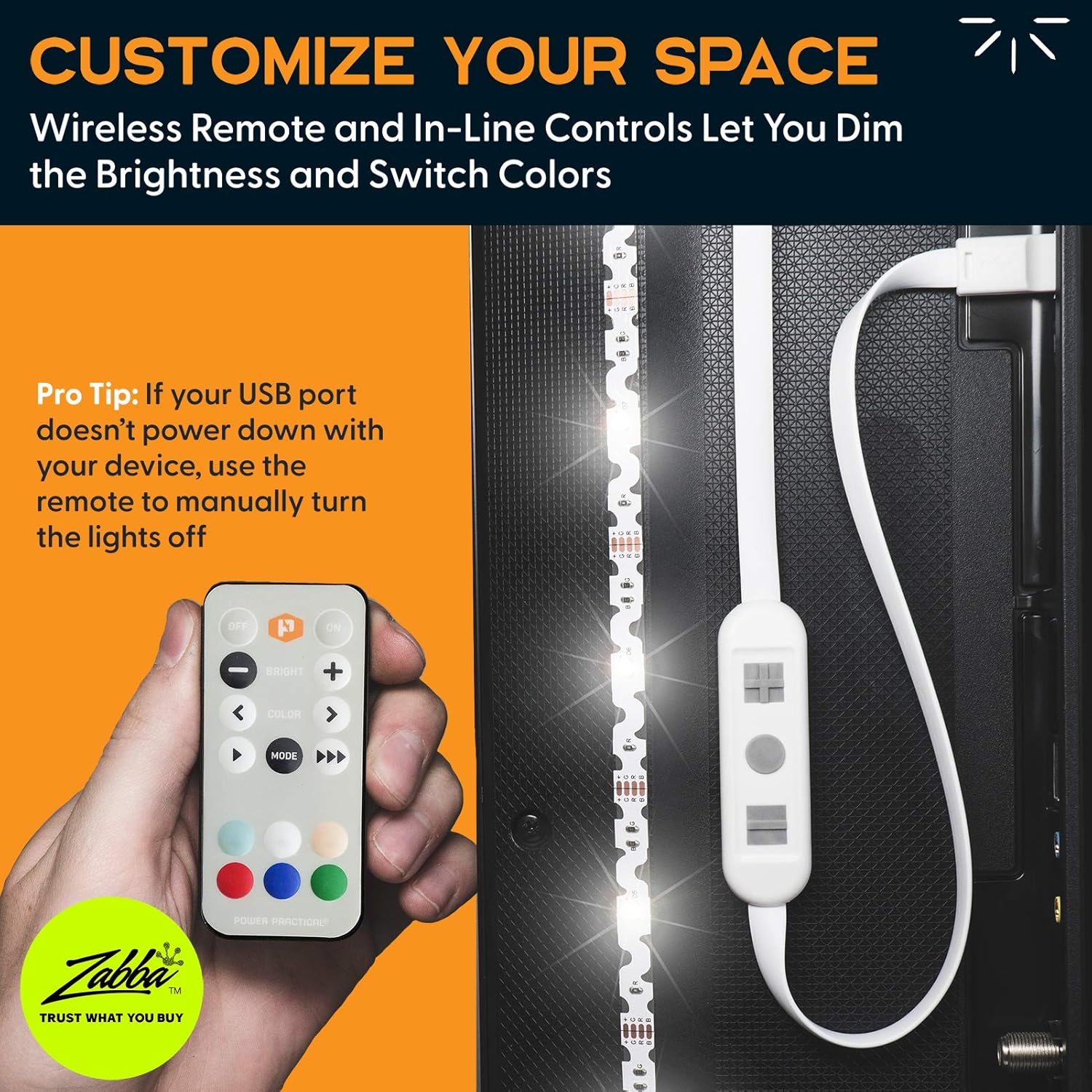 Luminoodle Color Bias Lighting for TV, Wireless Remote & Built-in Controller - Image 4