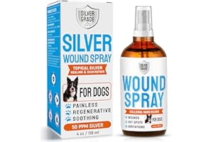 SILVER GRADE Silver Dog Wound Spray Helps with Hot Spots, Irritations, Bites, Burns, Rashes, Itch, Scratching – Better Use with a Dog Cone to Stop Licking – Safe for Large and Small Breeds – 4 oz