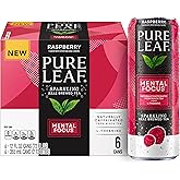 Pure Leaf Mental Focus Sparkling Real Brewed Iced Tea, Raspberry, 12 fl oz Cans (6 Pack), Caffeine, L Theanine, Zero Sugar, Zero Calories