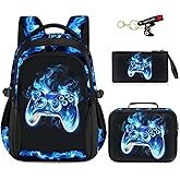 ZHIMEBYE School Backpacks for Boys - 4pcs Gamer Boys Backpacks with Lunch Box Set for Kids Teens Elementary Middle School, 17″ Large Capacity Students Bookbag, Perfect for Travel
