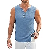 COOFANDY Men's Casual Tank Tops Knit V Neck Sleeveless T Shirts 2 Pack Summer Beach Lightweight Muscle Tee