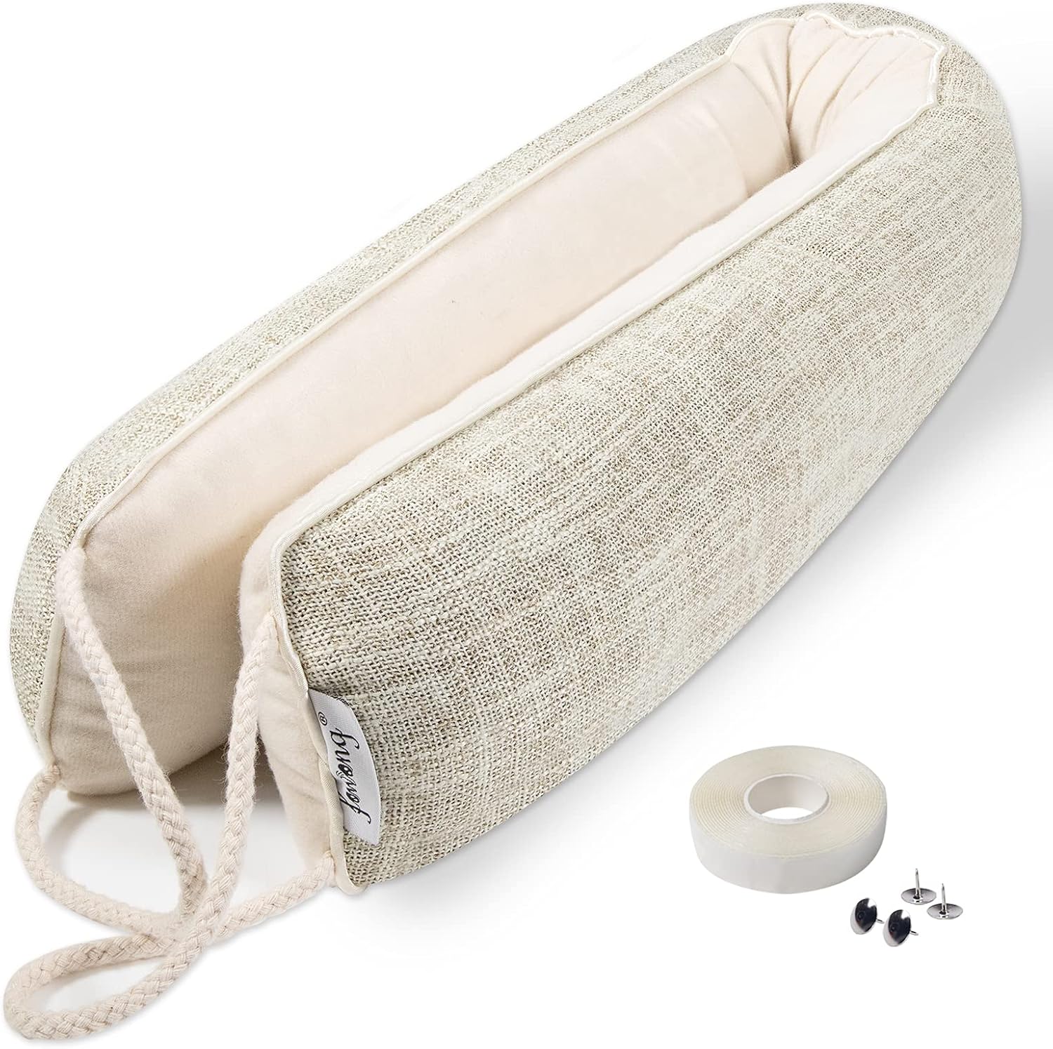 Draft Stoppers - fowong Door Draft Stopper 30 Inch Weighted Under Door Draft Blocker, Soundproofing Noise Stopper Block Cold Air/Wind/Breeze, Oatmeal