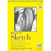 Strathmore 300 Series Sketch Paper Pad, Wire Binding, 9x12 inch, White 100 Sheets