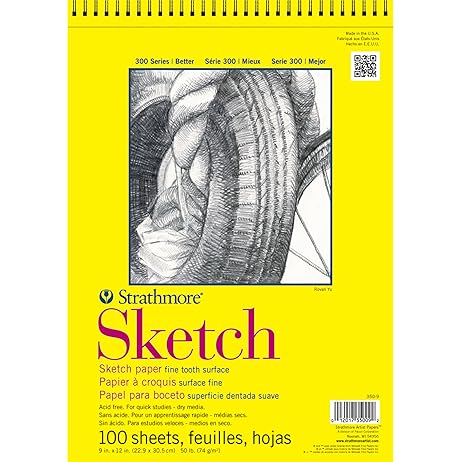 Strathmore 300 Series Sketch, 9x12, White 100 Sheets