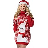 Croknit Ugly Christmas Sweater Dress for Women, Santa Hat and Funny Novelty Sweater with Pocket for Xmas Holiday