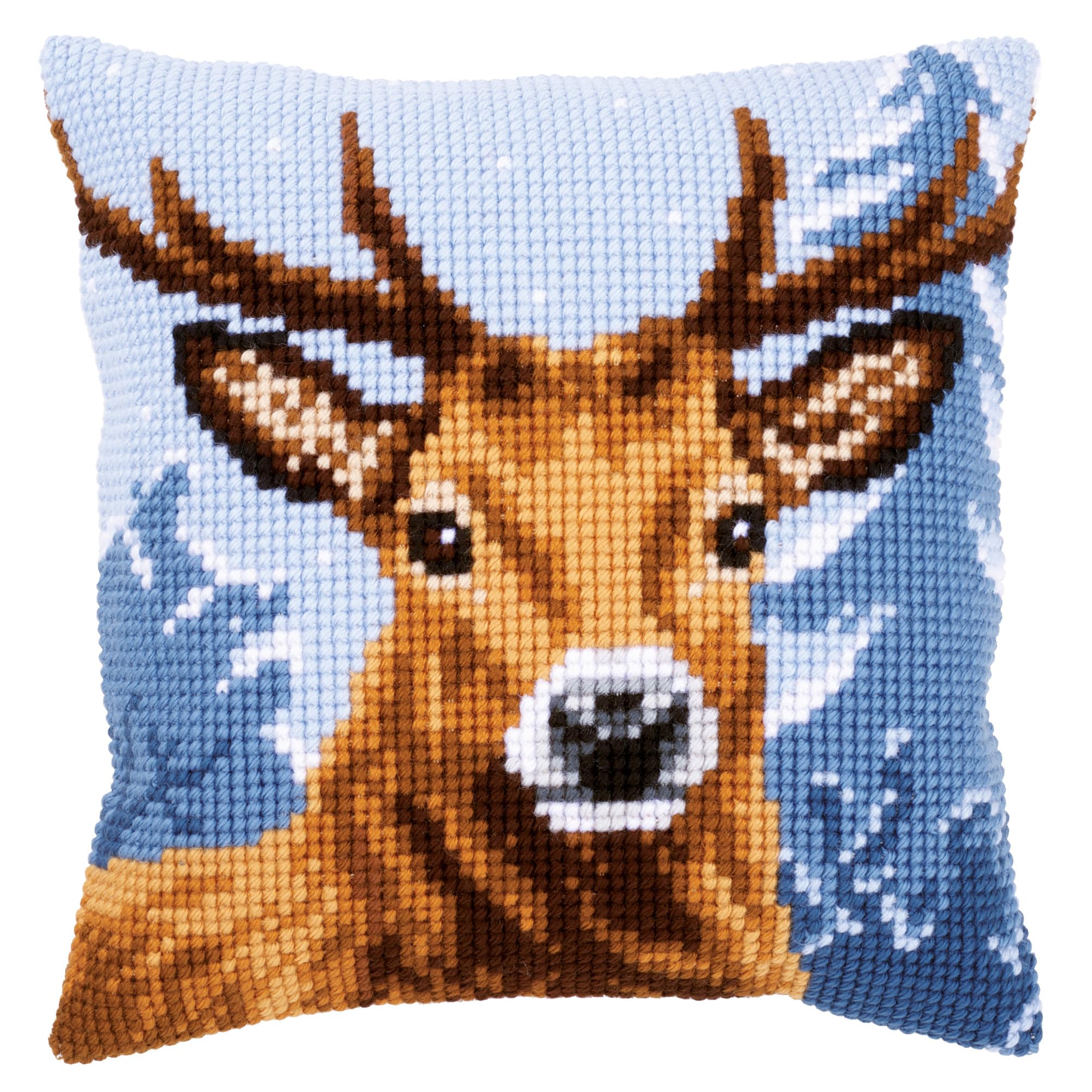 Vervaco Cross Stitch Cushion Deer, Cotton Blend, Assorted, 18.3 x 0.5 x 9.5 cm