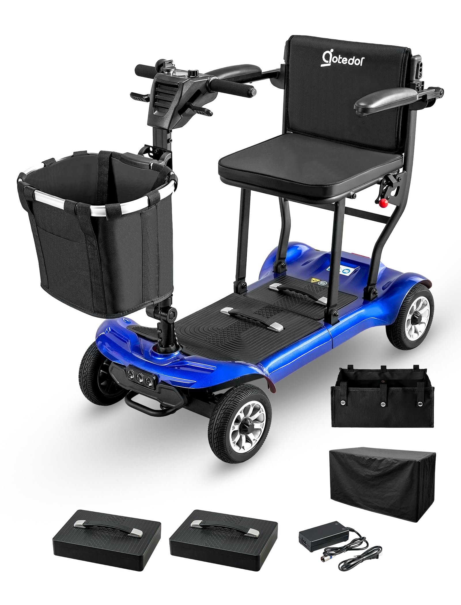 Photo 1 of ***PARTS ONLY***
4 Wheel Mobility Scooter, Electric Mobility Scooter for Adults, Driving 22 Miles, Airlines Approved, Foldable Scooter w/249WH*2 Batteries Charger Under Seat Storage Dustproof Cover (Blue)