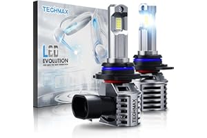 TECHMAX 9012 Light Bulb, HIR2 9012 Fog Light Bulb w/Fan 600% Bright 6500K Wireless Direct Insertion Plug and Play, Pack of 2