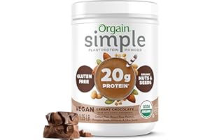 Orgain Organic Simple Vegan Protein Powder, Chocolate - 20g Plant Based Protein, Made with less Ingredients, No Artificial Sweeteners, Gluten Free, No Dairy or Lactose, 1.25 lb (Packaging May Vary)