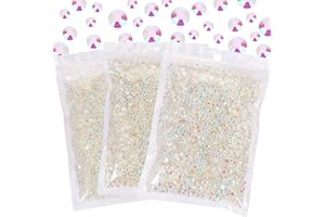 Duflash 25000 Pcs Transparent Clear AB Resin Flatback Rhinestone, 3 mm 4 mm 5 mm Jelly Resin Non Hotfix Rhinestones for Crafts DIY Design, Tumblers, Clothes, Makeup, Nail Art