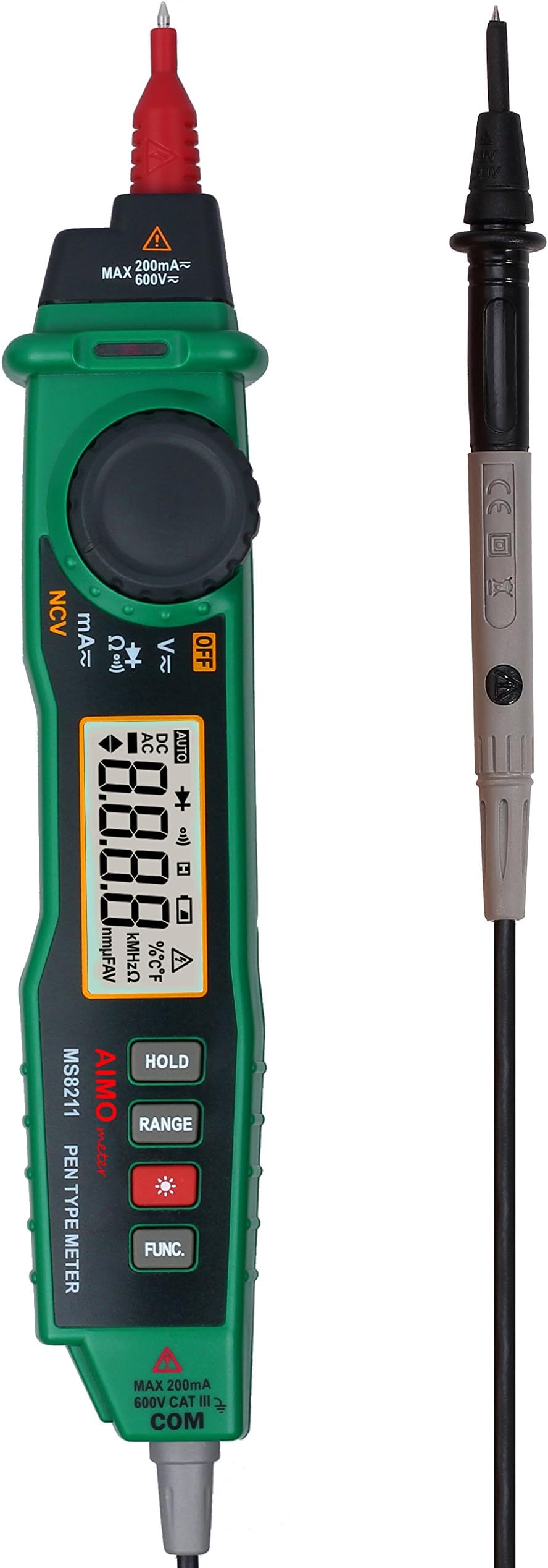 AIMOmeter MS8211 2000 Counts Auto Range Pen Type Digital Multimeter with Backlight and NCV Detector