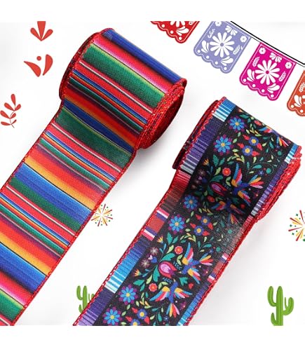3/8 Ribbon 9 Roll Mexican Fiesta Ribbon Set - 3/8 Inch Serape Grosgrain ...