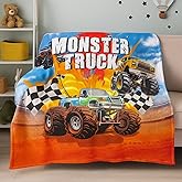 Breling Monster Truck Blanket Winter Truck Plush Throw Blanket Soft Fleece Gift for Winter Bed Couch Decor Car Theme Party Movie Night 50"x60"
