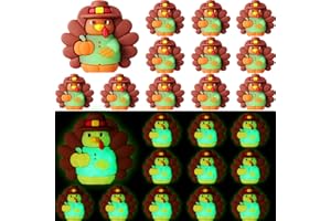 Domensi 30 Pcs Glow in Dark Thanksgiving Mini Turkey Figures Tiny Turkey Figurines to Hide and Seek Luminous Chicken Statue Autumn Figurines for Thanksgiving Party Gifts Favors Decor (Pumpkin)