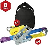 TENSYS Heavy Duty Ratchet Straps Set of 4 2000kg Lashing 4m 50mm view 2
